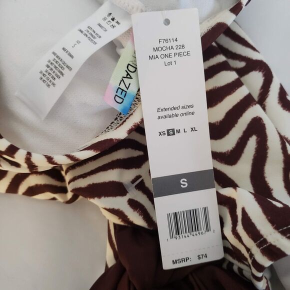 NEW!! Sundazed Women SIZE Mocha Mia Zebra-Print One-Shoulder One-Piece Swimsuit - Picture 9 of 10